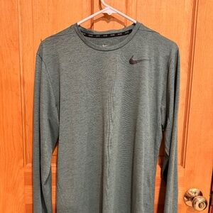 Dark Green Mens Nike Long Sleeve Dri-Fit T-Shirt